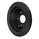 R1 84-87 Chevrolet Corvette Rear Left Drilled & Slotted Black Brake Rotor