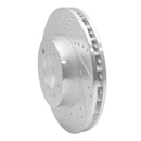 R1 03-18 Porsche Cayenne Left Front Drilled & Slotted Silver Brake Rotor