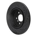 R1 11-16 BMW 535I Rear Left Drilled & Slotted Black Brake Rotor
