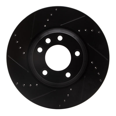 R1 03-15 Audi Q7 Right Front Drilled & Slotted Black Brake Rotor