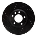 R1 03-15 Audi Q7 Right Front Drilled & Slotted Black Brake Rotor