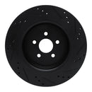 R1 19-24 Ford Edge Rear Left Drilled & Slotted Black Brake Rotor