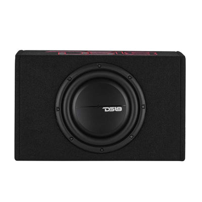 DS18 Single 10in Shallow Enclosure w/ Subwoofer 350 Watts RMS Sealed Black Carpet Amplified