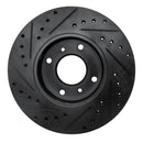 R1 93-06 Infiniti G20 Front Right Drilled & Slotted Black Brake Rotor