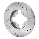 R1 1984-1986 Nissan 300ZX Front Left Drilled & Slotted Silver Brake Rotor