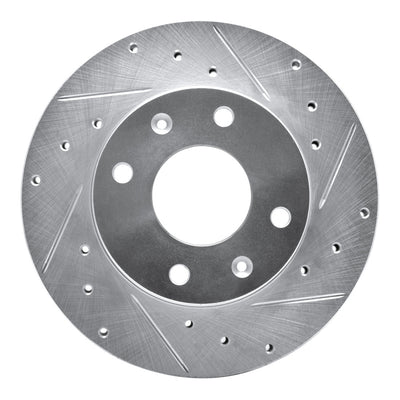 R1 88-07 Dodge Colt Front Right Drilled & Slotted Silver Brake Rotor