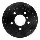 R1 95-99 BMW 318TI Rear Left Drilled & Slotted Black Brake Rotor