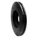 R1 10-24 Jaguar XKR Front Right Drilled & Slotted Black Brake Rotor