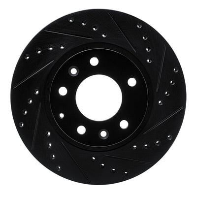 R1 93-95 Mazda RX-7 Front Right Drilled & Slotted Black Brake Rotor