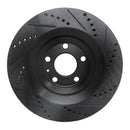 R1 05-11 Audi A6 Quattro Rear Left Drilled & Slotted Black Brake Rotor