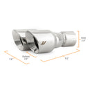 Mishimoto Dual Offset Tips 2.5in Inlet 3in Outlet Slash Cut - Polished