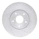 R1 98-22 Acura CSX Front Left Drilled & Slotted Silver Brake Rotor