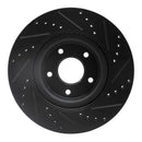 R1 13-24 Infiniti Q60 Front & Rear Drilled & Slotted Black Brake Rotor Set