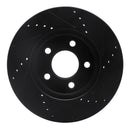 R1 05-10 Ford Mustang Front Left Drilled & Slotted Black Brake Rotor