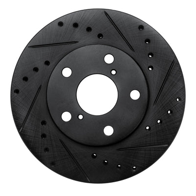 R1 92-98 Lexus SC300 Front Left Drilled & Slotted Black Brake Rotor