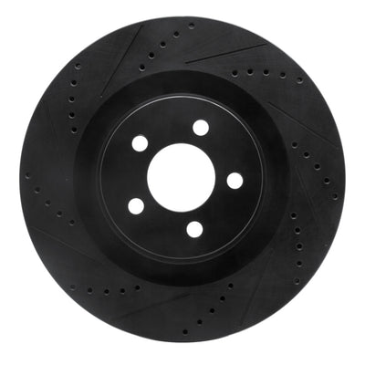 R1 05-23 Chrysler 300 Front Left Drilled & Slotted Black Brake Rotor