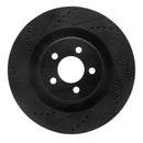 R1 05-23 Chrysler 300 Front Left Drilled & Slotted Black Brake Rotor