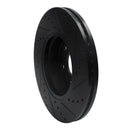 R1 15-20 Chevrolet Colorado Front Left Drilled & Slotted Black Brake Rotor