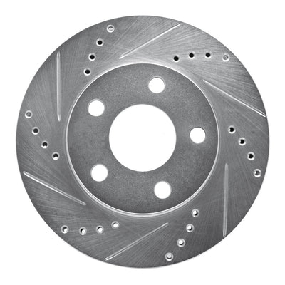 R1 97-05 Chevrolet Malibu Front Left Drilled & Slotted Silver Brake Rotor