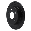 R1 97-15 Acura ILX Rear Left Drilled & Slotted Black Brake Rotor