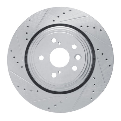 R1 20-25 Lexus RX350h Front Left Drilled & Slotted Silver Brake Rotor