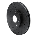R1 04-14 Acura TSX Front Left Drilled & Slotted Black Brake Rotor