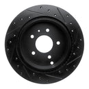 R1 07-15 Chevrolet Equinox Rear Left Drilled & Slotted Black Brake Rotor
