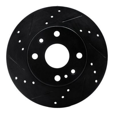 R1 94-97 Ford Aspire Front Left Drilled & Slotted Black Brake Rotor
