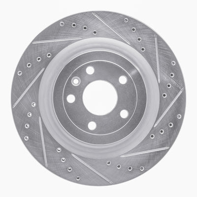 R1 13-19 Ford Explorer Front Right Drilled & Slotted Silver Brake Rotor