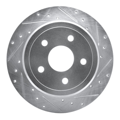 R1 05-10 Jeep Commander Rear Right Drilled & Slotted Silver Brake Rotor
