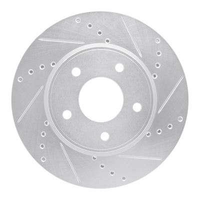 R1 11-25 Chevrolet City Express Front Right Drilled & Slotted Silver Brake Rotor
