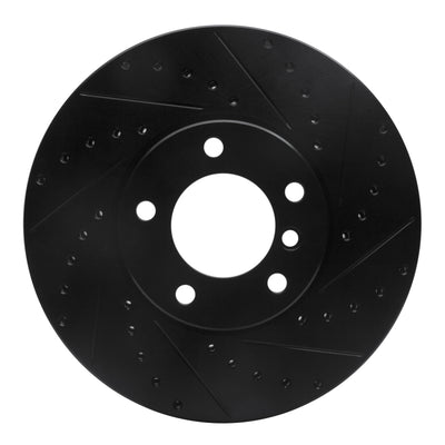 R1 00-03 BMW 530I Front Right Drilled & Slotted Black Brake Rotor