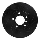 R1 00-03 BMW 530I Front Right Drilled & Slotted Black Brake Rotor