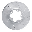 R1 20-25 Ford Transit-150 Front Right Drilled & Slotted Silver Brake Rotor