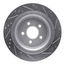 R1 15-23 Ford Mustang Rear Left Drilled & Slotted Silver Brake Rotor