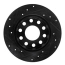 R1 00-08 Audi A4 (USA/Canada) Rear Right Drilled & Slotted Black Brake Rotor