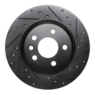 R1 2001-2003 Volkswagen EuroVan Rear Right Drilled & Slotted Black Brake Rotor