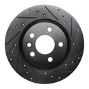 R1 2001-2003 Volkswagen EuroVan Rear Right Drilled & Slotted Black Brake Rotor