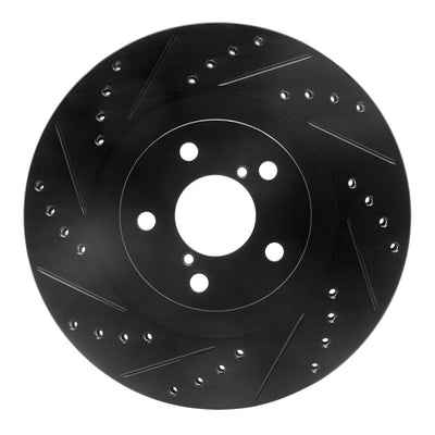 R1 01-08 Saab 9-2X Front Left Drilled & Slotted Black Brake Rotor