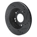 R1 90-05 Chrysler SEBRING Front Left Drilled & Slotted Black Brake Rotor