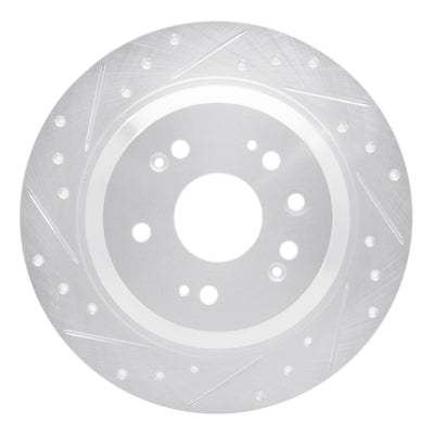 R1 10-15 Honda Crosstour Rear Left Drilled & Slotted Silver Brake Rotor