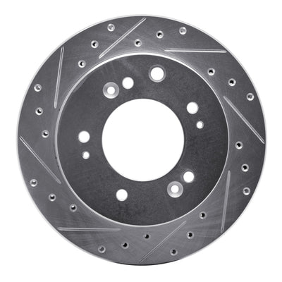 R1 07-09 Kia SORENTO Rear Left Drilled & Slotted Silver Brake Rotor