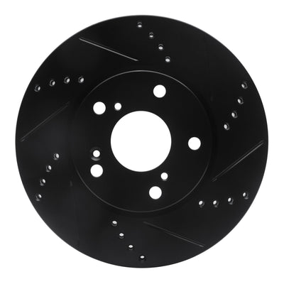R1 2016-2025 Honda Civic Coupe Front Right Drilled & Slotted Black Brake Rotor