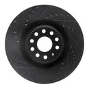 R1 06-13 Audi S3 (Mexico) Front Left Drilled & Slotted Black Brake Rotor