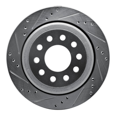 R1 03-11 Lincoln Town Car Rear Left Drilled & Slotted Silver Brake Rotor