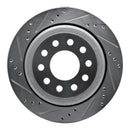 R1 03-11 Lincoln Town Car Rear Left Drilled & Slotted Silver Brake Rotor