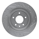 R1 1995-2006 Jaguar VanDEN PLAS Rear Left Drilled & Slotted Silver Brake Rotor