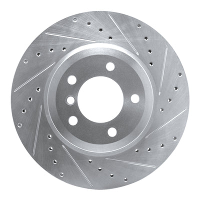 R1 01-08 BMW 330CI Front Right Drilled & Slotted Silver Brake Rotor