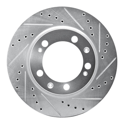 R1 86-91 Porsche 928 Left Front Drilled & Slotted Silver Brake Rotor