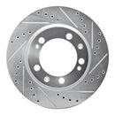 R1 86-91 Porsche 928 Left Front Drilled & Slotted Silver Brake Rotor